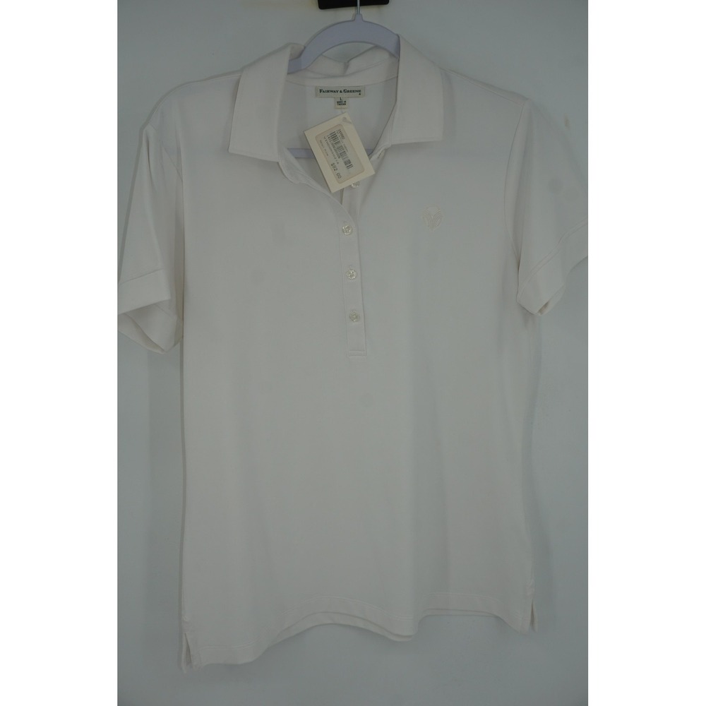Fairway & Greene Polo Shirt White Golf Short‎ Sleeve Vintage Club Women's Large